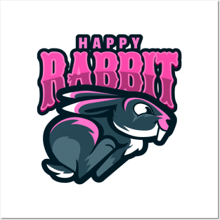 Cute Rabbit With A Jumping Posters and Art